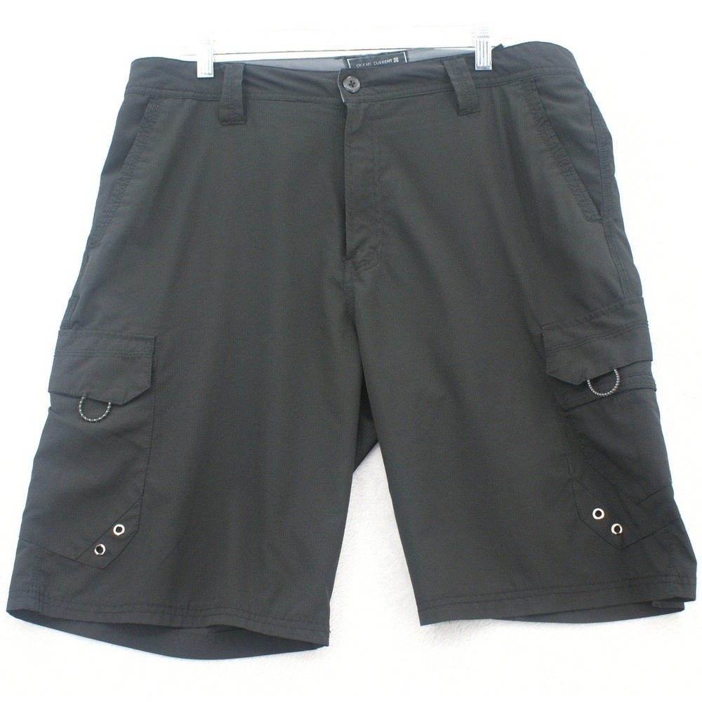 Ocean Current Mens Black Hybrid Cargo Shorts Size 38 Ripstop OY1171519